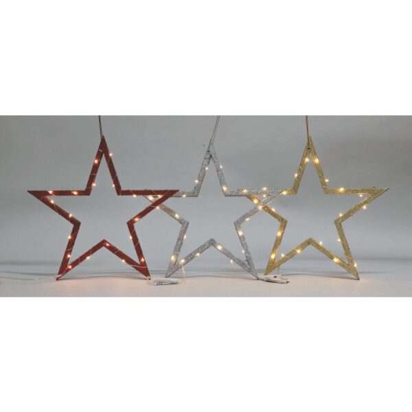 71981 8019959491892 AP-49189 addobbo natalizio per porta stella glitterata con luci 3 colori