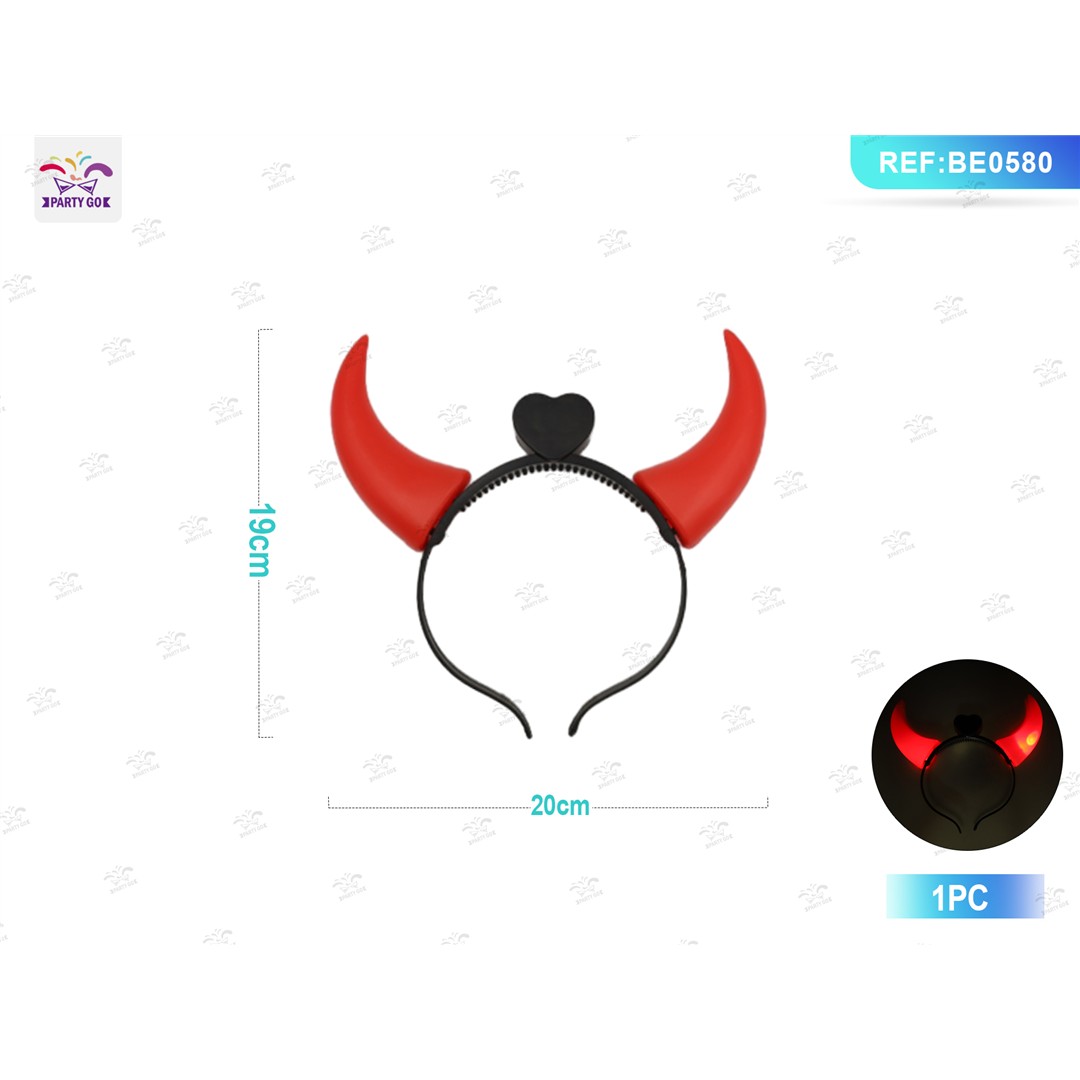 71995 8058617848807 BE0580 halloween cerchietto diavolo con luci