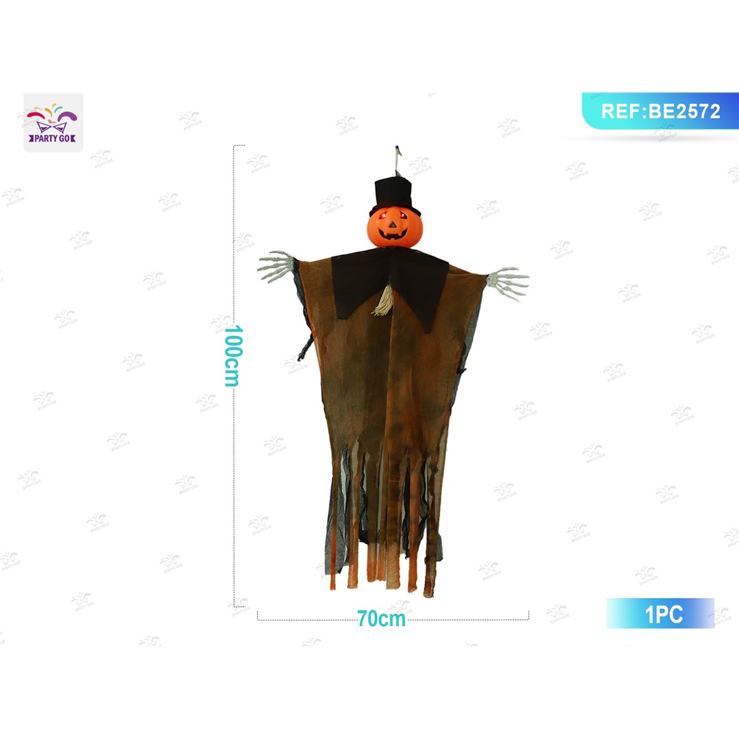 72044 8058617314425 BE2572 halloween zucca fantasma da appendere con luci e suoni