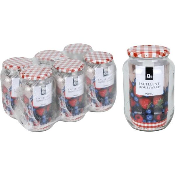 72323 8719202043136 696000130 BARATTOLO IN VETRO TRASP. CON COPERCHIO EXCELLENT HOUSEWARE 900ML Ø9XH14,5CM