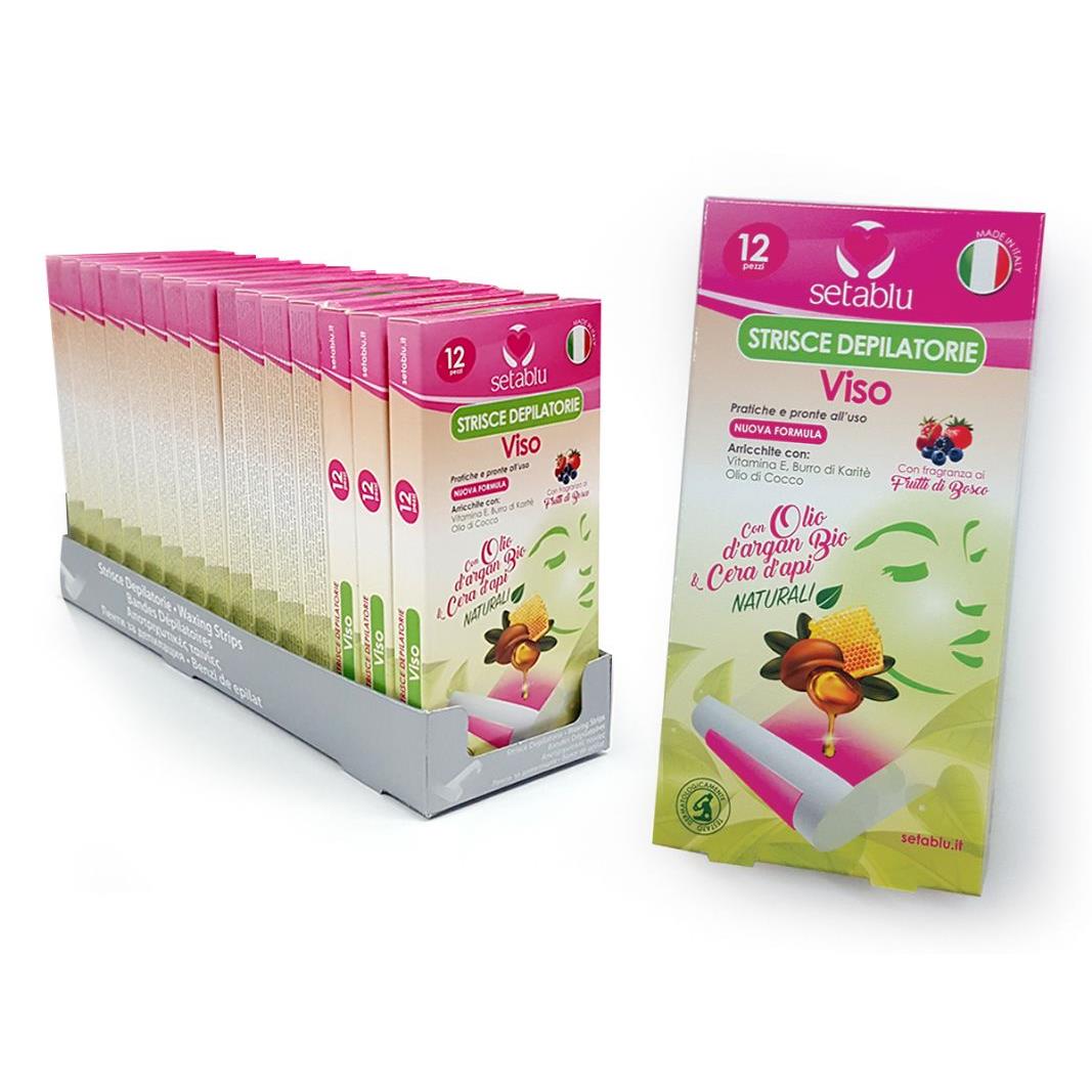 72594 8055348167603 16760 STRISCE DEPILATORIE VISO 12PZ ARGAN E CERA D'API