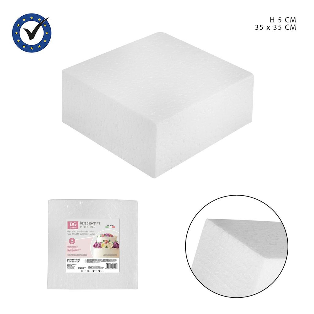 72611 8034048455838 0220363 DC base torta quadra polistirolo 35x35xh5cm