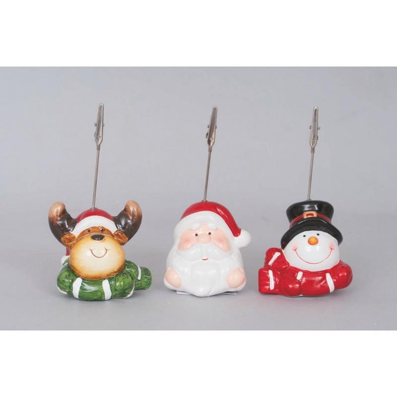 73195 8019959117860 AC-11786 NATALE SEGNAPOSTO IN CERAMICA PER BIGLIETTI CON SOGGETTI ASSORTITI 3X12CM