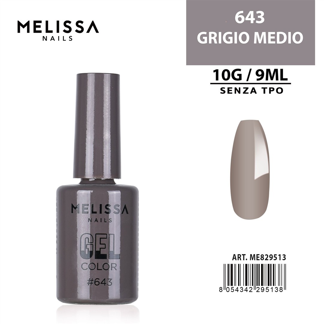 731 8054342295138 0244132 DC melissa smalto gel unghie 9ml n.643 grigio medio