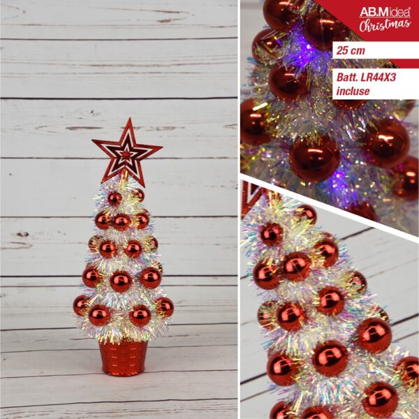 73332 8055713304466 HX982829 alberello di natale con luci multicolor 25cm rosso