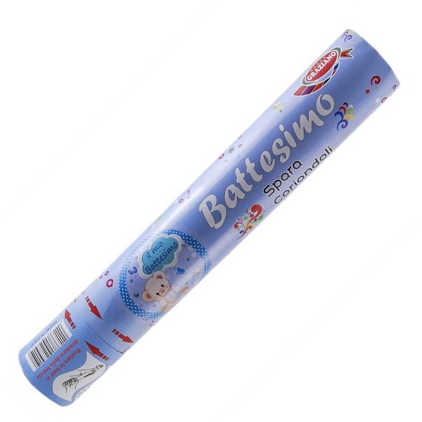 73384 8011684027919 8011684027919 tubo spara coriandoli 30cm battesimo celeste