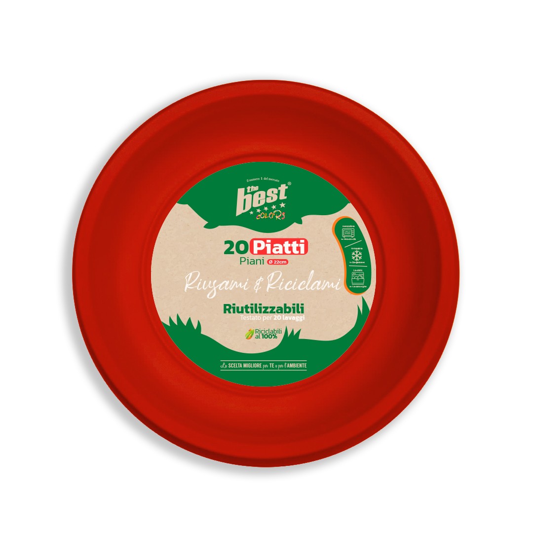73459 8053670580305 BEST 103/10 coord. piatti riciclabili piani 20pz ø22cm rosso