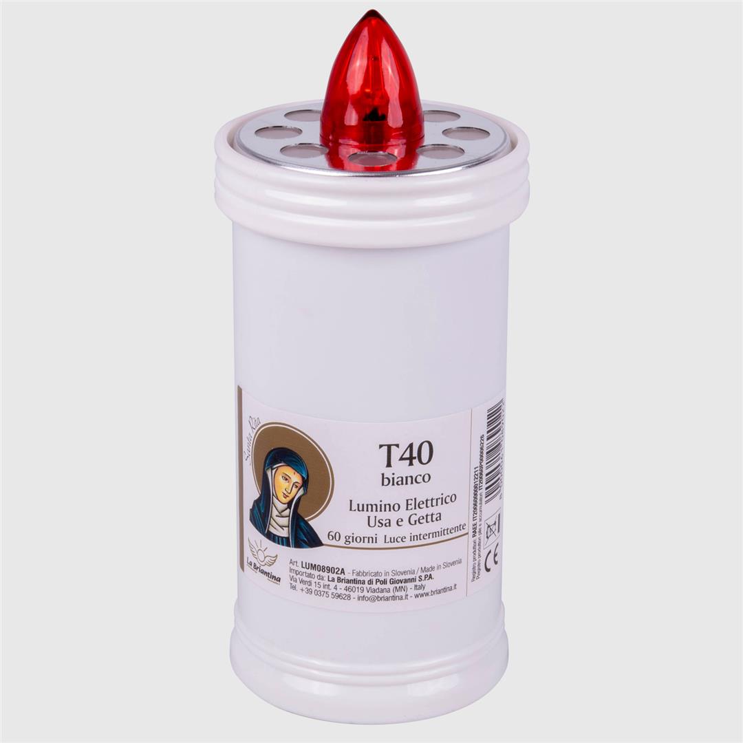 73765 8000061089022 LUM08902A LUMINO ELETTRICO T40 SANTA RITA BIANCO