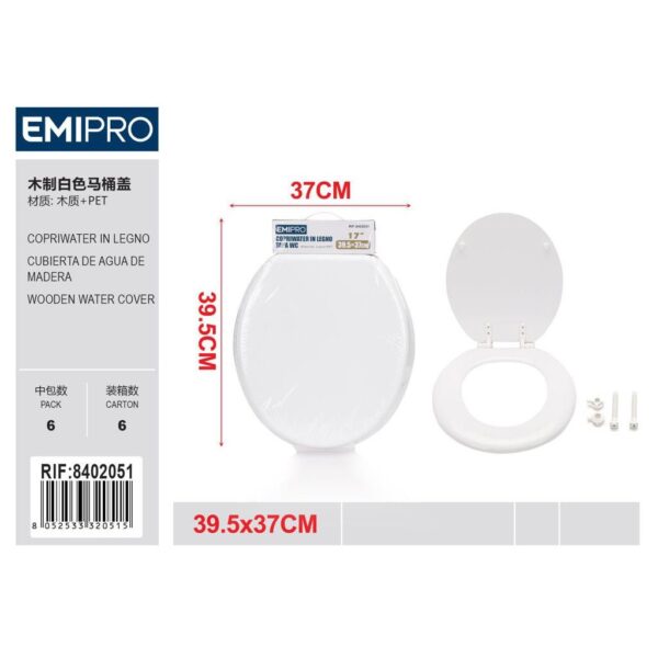 74356 8052533320515 8402051 EMI copriwater in legno bianco cm.39,5 x 37