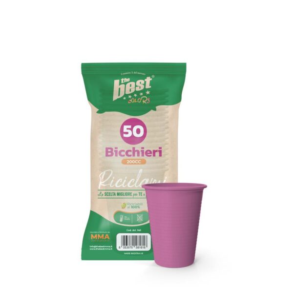 74583 8053670581616 208996 VISCIO the best bicchieri riciclabili 50pz 200ml fucsia