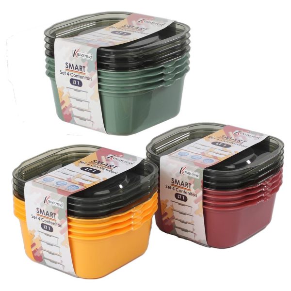 74607 8034116439753 1643975 SAIS SET 4PZ CONTENITORE QUADRATO MAIA 1LT