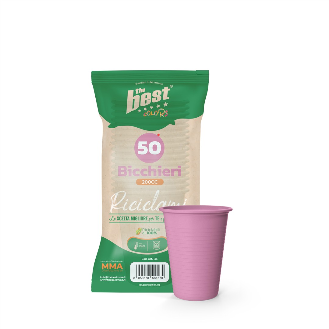 74609 8053670581579 208992 VISCIO coord. rosa bicchieri riciclabili 50pz 200ml
