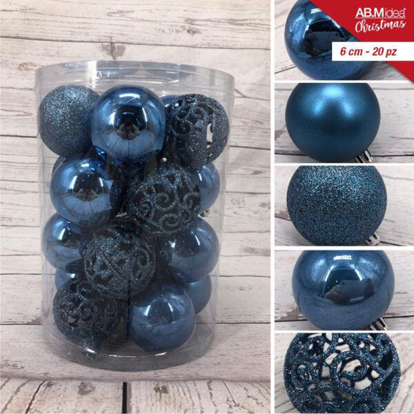 75081 8055712008204 HX975252 palline di natale 4dec in box ø60mm 20 sfere blu