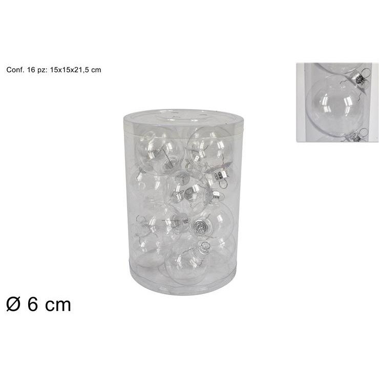 75149 8033113918391 CA012211A palline di plastica trasparente in box ø60mm 16 sfere
