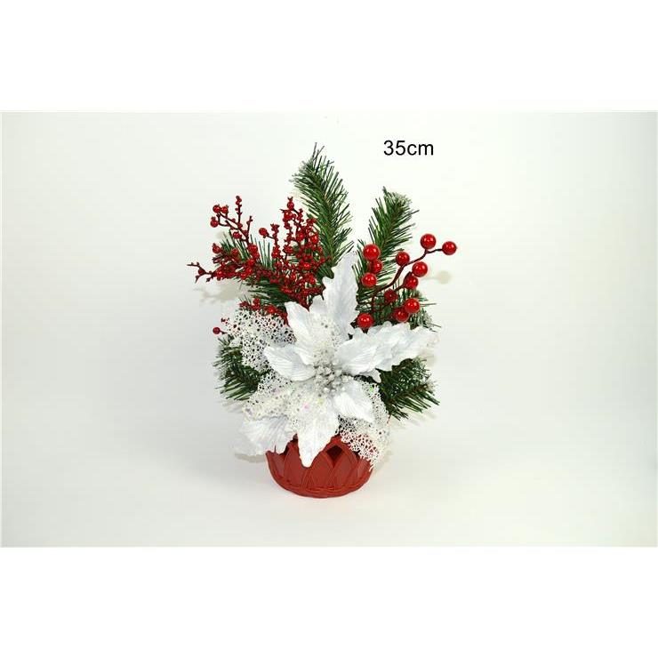 75187 8033113482359 RO006810A ADDOBBO FIORE NATALIZIO POINSETTIA CON VASO H35CM BIANCA