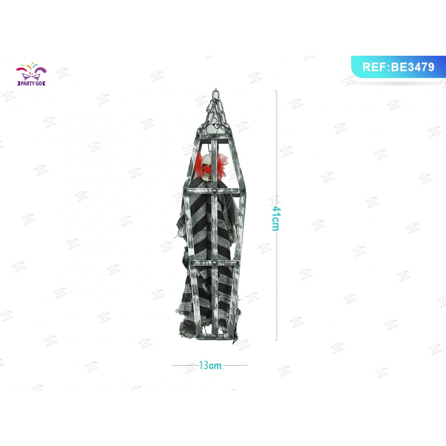 75269 8058617634493 BE3479 halloween pagliaccio in gabbia da appendere