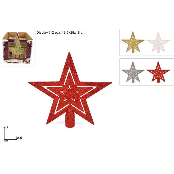 75445 8033113505676 FR000653 puntale per albero di natale stella 18cm
