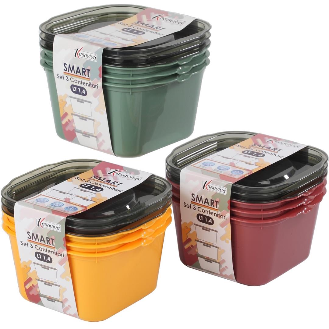 75634 8034116439760 1643976 SAIS SET 3PZ CONTENITORE QUADRATO MAIA 1,4LT