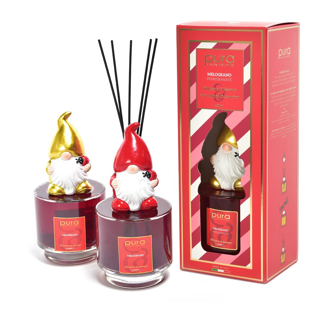 75789 8056001099279 99279 MERCURY DIFFUSURE DI ESSENZA CHRISTMAS ELF CON BACCHETTI IN COTONE 500ML MELOGRANO