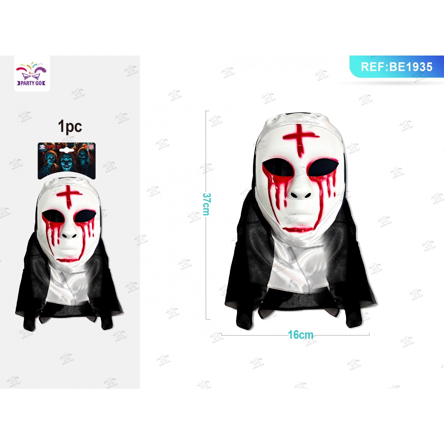 75837 8058617307359 BE1935 halloween maschera in plastica suora assassina