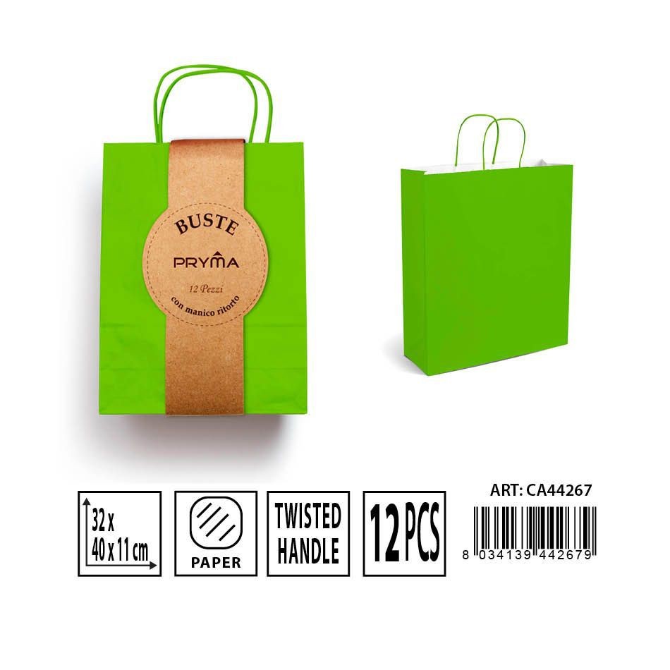 76233 8034139442679 CA44267 busta regalo tinta unita 32x40x11cm color verde