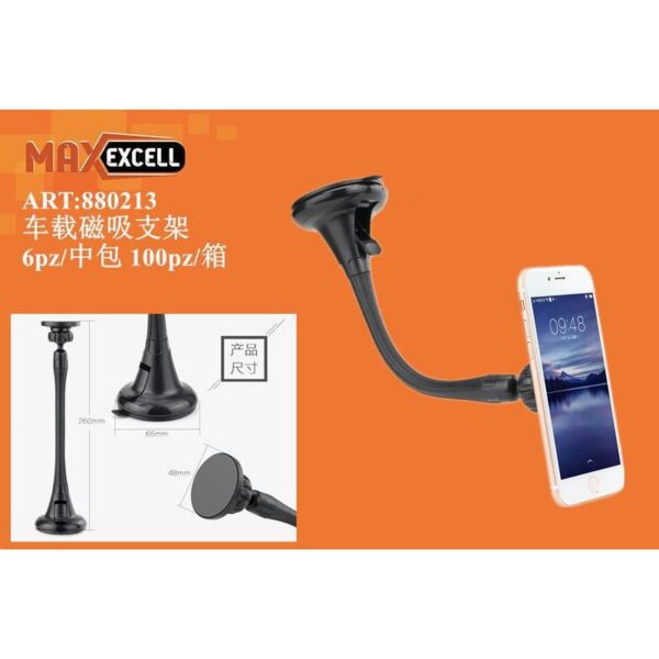 76322 8058588802136 880213 SUPPORTO CELLULARE MAGNETICO AUTO PER CON VENTOSA ROTABILE 360°