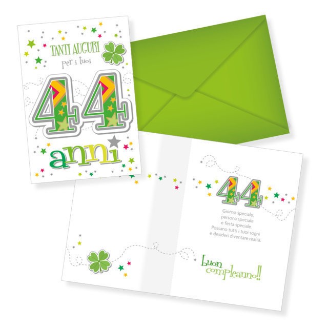 76464 8051577037359 30-406 biglietto augurale cartolina tanti auguri per i tuoi 44 anni