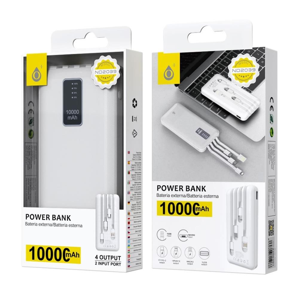 76466 8435606715966 2200391 BATTERIA DA VIAGGIO POWERBANK CARICATORE PER SMARTPHONE 10000MAH 4 OUTPUT 2 INPUT PORT COLOR BIANCO