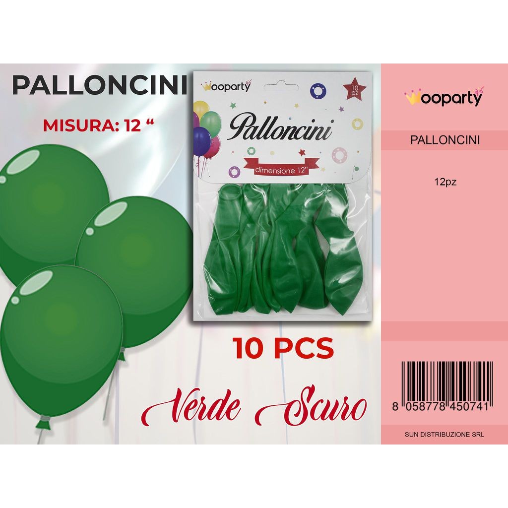76660 8058778450741 45074 palloncini 10pz 12" verde scuro