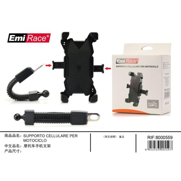 77343 8201805429870 8201805429870 PORTA CELLULARE GPS SUPPORTO MOTO PER MANUBRIO UNIVERSALE CON FISSAGGIO UNIVERSALE 3,5-7˝ ROTABILE 360°