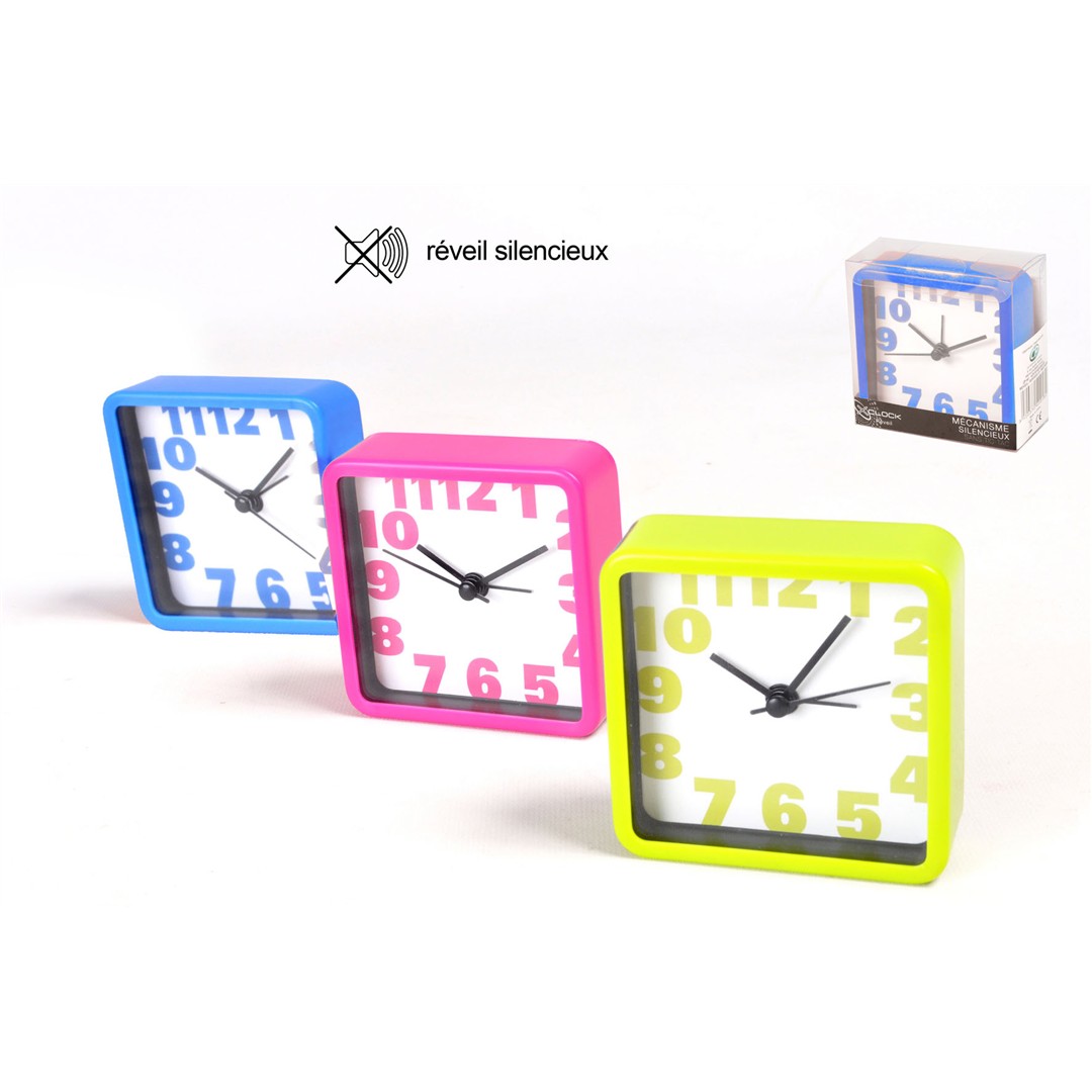 77406 3120370532905 53290 CP orologio sveglia quadrata silenziosa cm.8x8x3.4