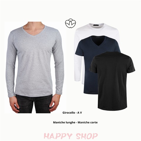 0 9290000007425 QC-JY136 maglietta uomo a v in cotone ml 136 size: m-xxxl