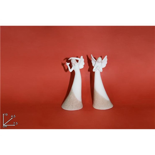 78257 8033113895890 CA012097A decoro casa in ceramica angel 19cm stilizzato c/decoro beige ass2mod