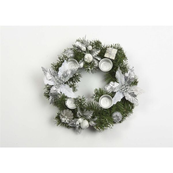 78363 3120370471815 47181 CENTROTAVOLA NATALIZIA PORTA TEA LIGHT ARGENTO