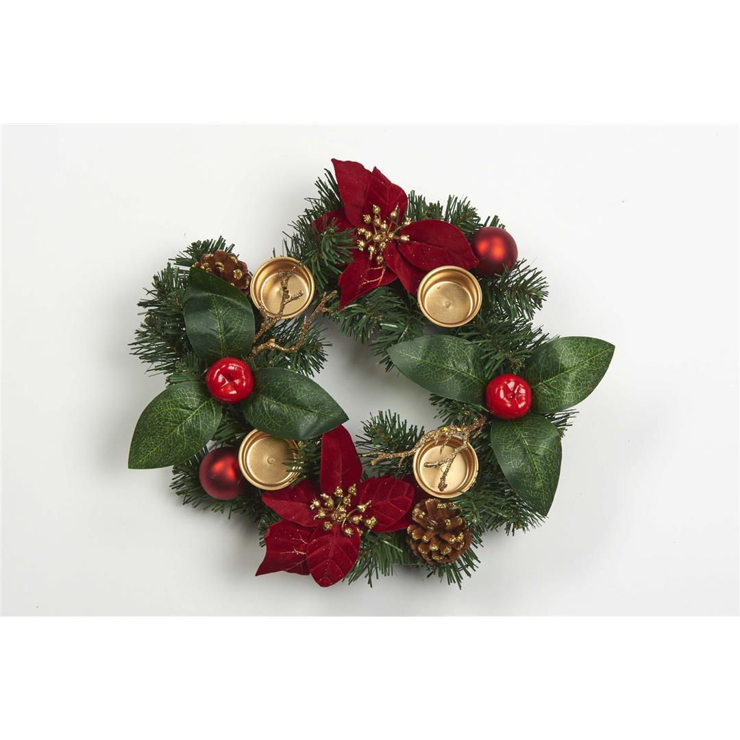 78364 3120370471822 47182 CENTROTAVOLA NATALIZIA PORTA TEA LIGHT ROSSA ORO