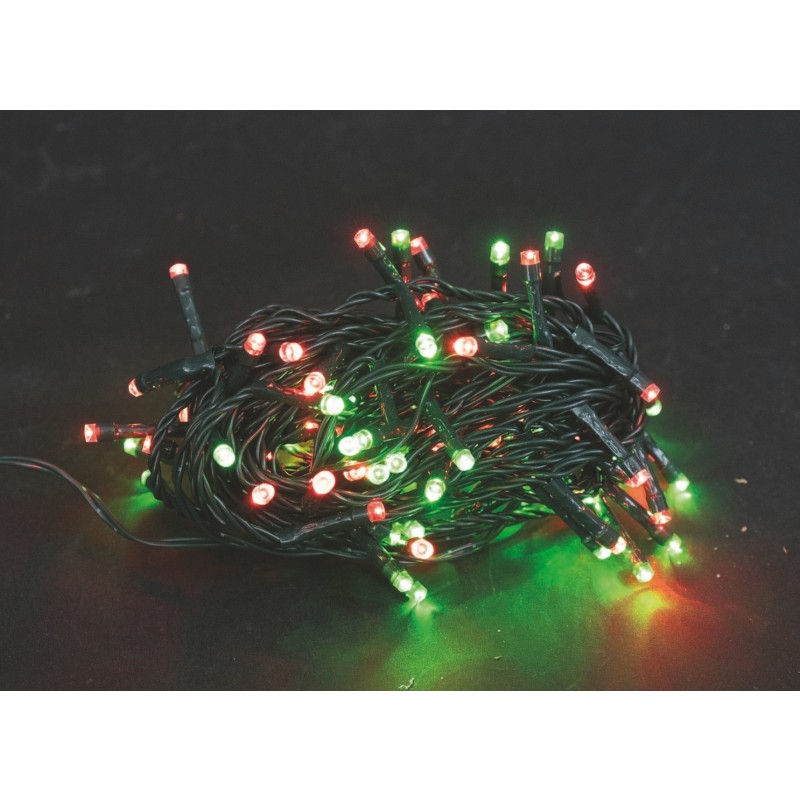 78434 8019959210936 EL-73843VR ►catena led 25m 500 luci di natale verde e rosso da esterno con spina ip44 cavo 5m verde 8 giochi