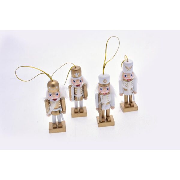 78535 8032089634144 6107161 ADDOBBO APPENDINO SCHIACCIANOCI 4 ASSORTITI 9CM BIANCO E ORO