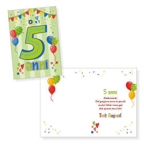 78566 8052705855876 51-098 biglietto augurale cartolina 5 anni