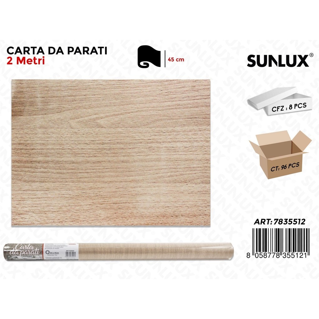 78848 8058778355121 7835512 carta da parete 45x200cm legno chiaro