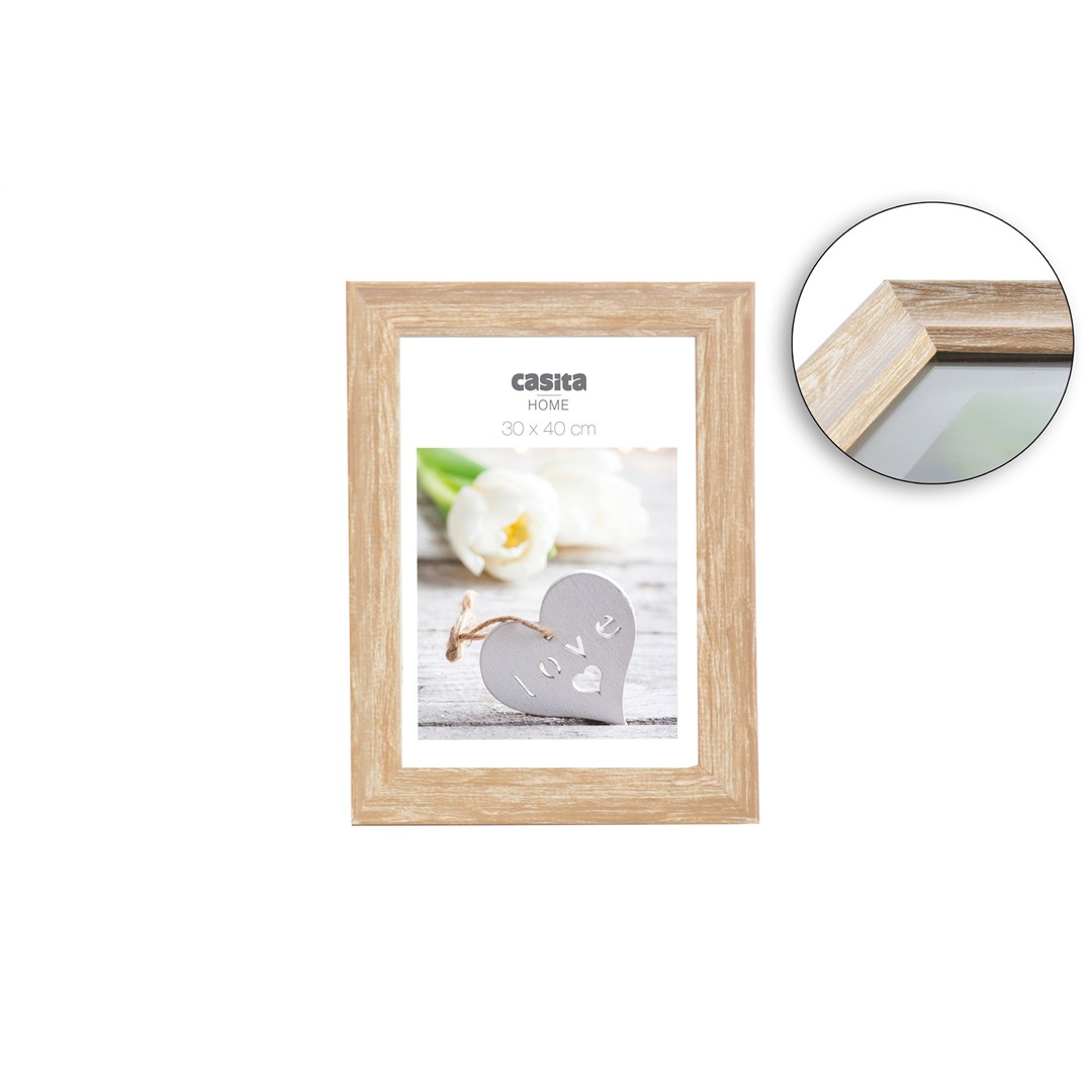 78989 3120370609744 60974 CP cornice per foto in vetro con bordo effetto legno scuro 30x40cm