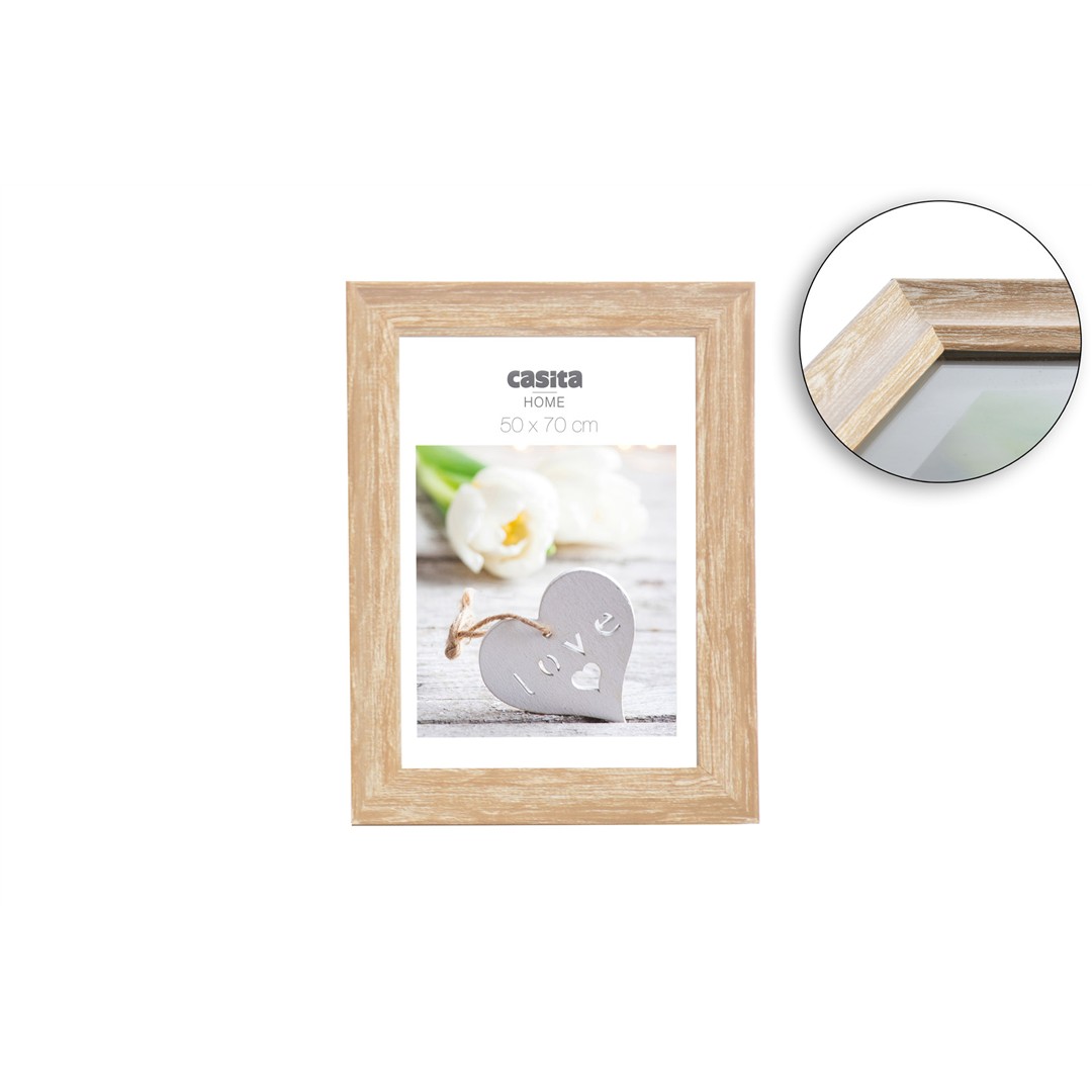78992 3120370610146 61014 CP cornice per foto in vetro con bordo effetto legno scuro 50x70cm