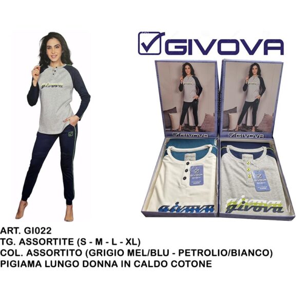 79114 8056425548544 GI022 INTIMO PIGIAMA DONNA CALDO COTONE INTERLOCK GIVOVA GI022 SIZE:S-XL