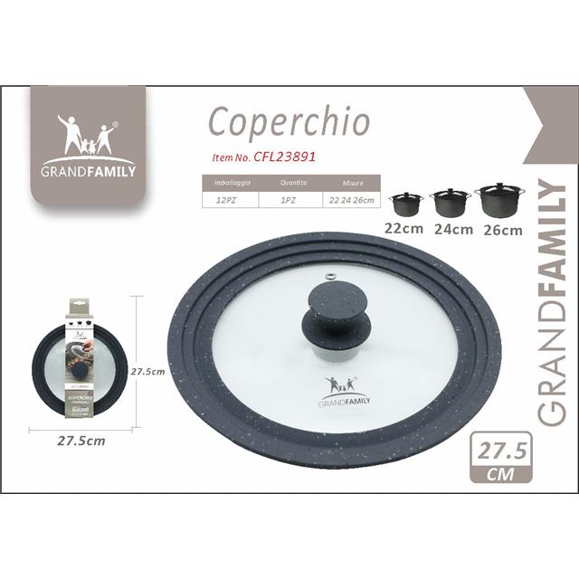 79288 8027458117380 195142 VISCIO coperchio universale vetro §4mm grande family ø20/22/24cm bordo silicone