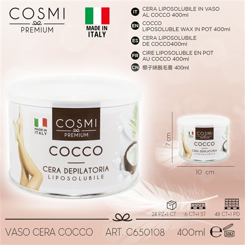79500 8053285011973 1002807 depil. cosmi cera vaso liposolubile 400ml cocco