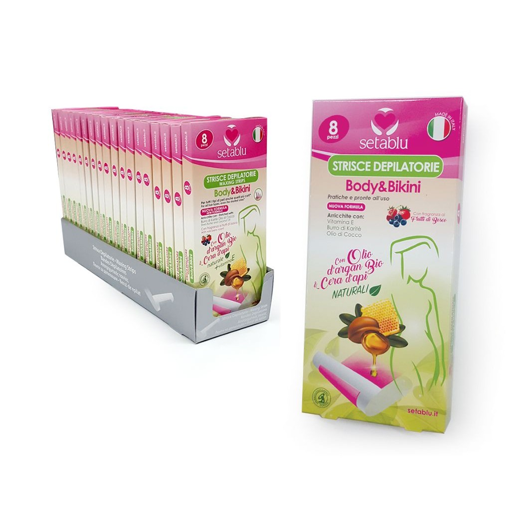79514 8055348167597 16759 strisce depilatorie corpo e bikini 8pz argan e cera d'api