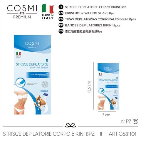 79518 8053285010112 1002025 COSMI STRISCE DEPILATORIE BIKINI PELLI SENSIBILI OLIO MAND.BIO8PZ