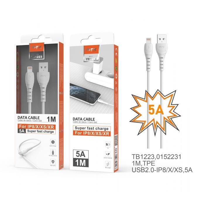 79673 8435606750547 0152231 ONE CAVO DATI RICARICABATTERIA USB 2.0 A IPHONE LIGHTNING 1M OUTPUT 5.0A BIANCO