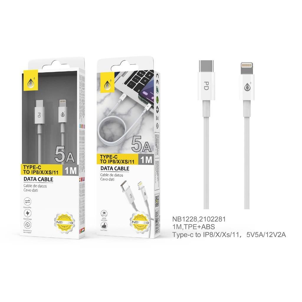 79675 8435606703130 2102281 CAVO DATI RICARICABATTERIA TYPE-C 2.0 A IPHONE LIGHTNING 1M OUTPUT 5.0A COLOR BIANCO