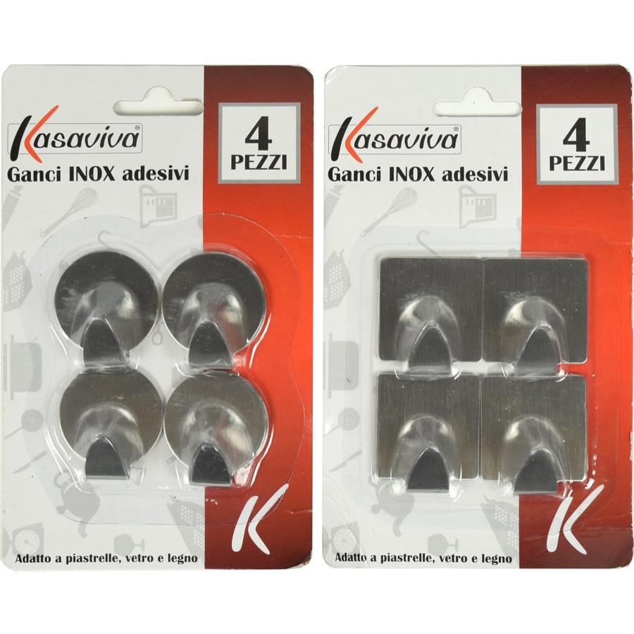 81053 8034116012284 1601228 SAIS GANCIO ADESIVO SET 4PZ ACCIAIO ASS4CM
