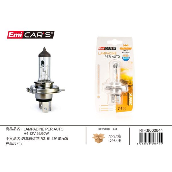 81119 8052533008444 8000844 Emi LAMPADINA AUTO ALOGENA 12V/55W_H4 BLISTER PLUS CLASSIC